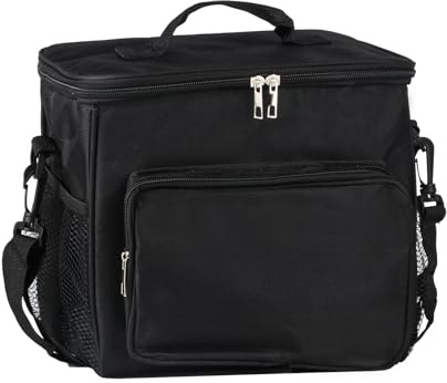 XiangJunly 10 L isolierte Lunchtasche, thermische Picknicktaschen, faltbare Kühltaschen, tragbare Lunchbox Taschenhalter Kühltasche für Männer/Picknick/Schule/Büroarbeit (Schwarz)