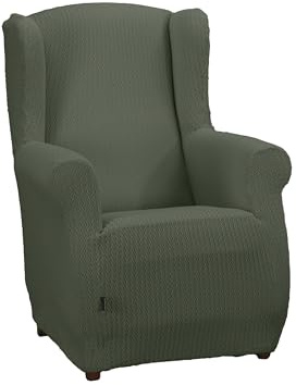 Estoralis Sumatra | Funda de Sillon Bielástica | Tejido Súper Elástico C/ 12 Verde Oscuro | para Sillon Orejero de 70 a 110 cm. | Protector de Calidad | Súper Ajustable