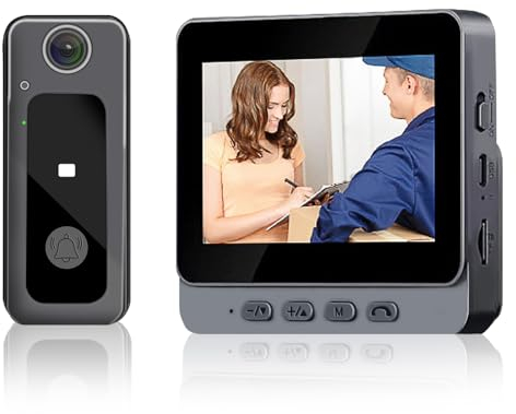 VINGVO Türklingel Funk, 170° Weitwinkelobjektiv Funkklingel Mit Gegensprechanlage, 1080P Türklingel Mit Kamera, 4.3 Bildschirm Video Türklingel, Nachtsicht Video Türklingel Kabellos (Schwarz)