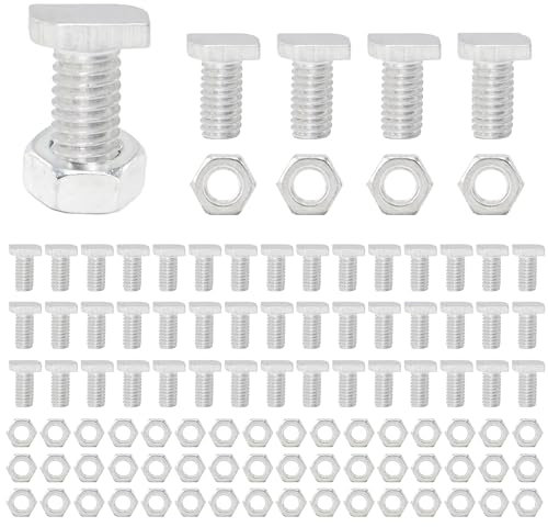 Greenhouse Nuts and Bolts,50 Sets Aluminium Hex Nuts and T Head Bolts for Building Repairing Greenhouse Necessary Accessories