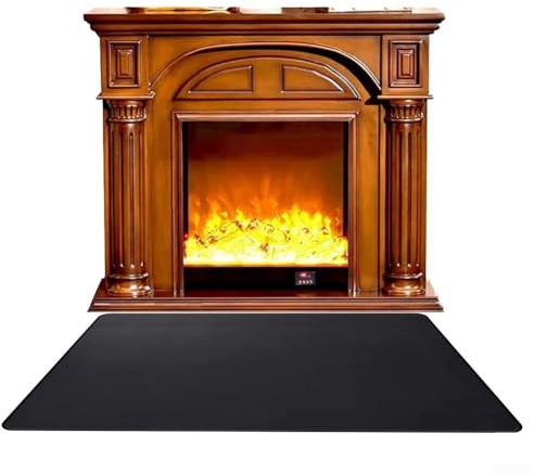 Tapis de cheminée ignifuge en fibre de verre résistant aux flammes Tapis de protection pour cheminée intérieure et poêle (A)