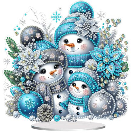 Generish DIY Diamond Painting Weihnachten Tisch Deko, 5D Diamant Painting Tischdeko, Diamant Malerei Stehend Kunst Set für Anfänger Hausgeschenk Deko Geschenke (Schneemann-3)