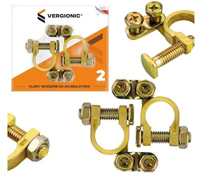 Przydasie Batterieklemmen Set – Batteriepolklemmen für Autobatterie – Plus (+) 18 mm, Minus (-) 17 mm – Messingschrauben für optimale Leitfähigkeit und lange Lebensdauer – 2er-Set