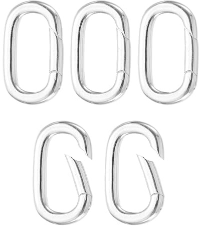 PATIKIL Spring Oval Clip Pendant Clasp, 5Pcs Spring Ring Buckle Necklace Clasps and Closures Charm Clasp Necklace Bracelet Extender Connector for Jewelry Making (L, Silver)
