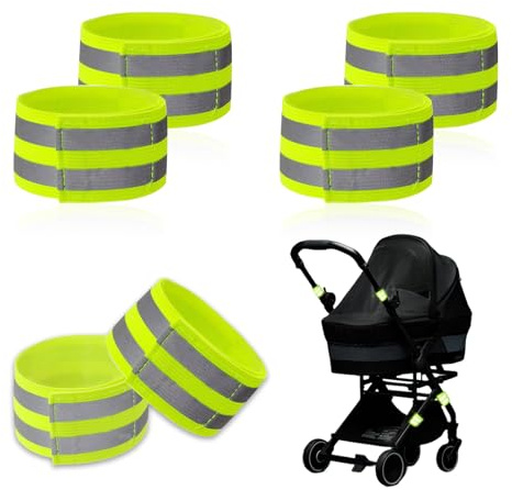 6-Pack of Reflective Bands for Strollers, High Visibility Elastic Reflectors with Velcro Fastening for Walking at Night, Durable Baby Stroller Lights and Reflective Gear for Kids