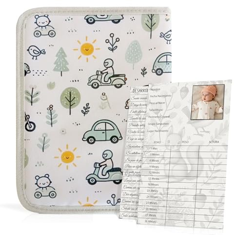 MARX24 Baby-Dokumententasche mit Mini-Tagebuch für die tägliche und praktische Überwachung des Babys, Reißverschluss für zusätzlichen Schutz, ideal als Geschenk für Babypartys
