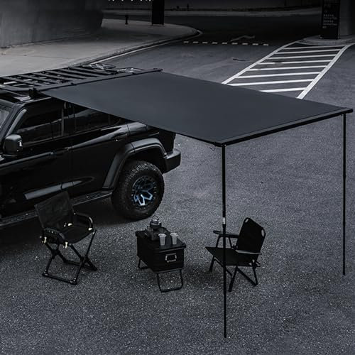 Toldo retráctil de aluminio negro para vehículo, 5 x 8 pies, 6.6 x 10 pies, toldo lateral para SUV, camión, furgoneta, máxima sombra y protección sobre la marcha