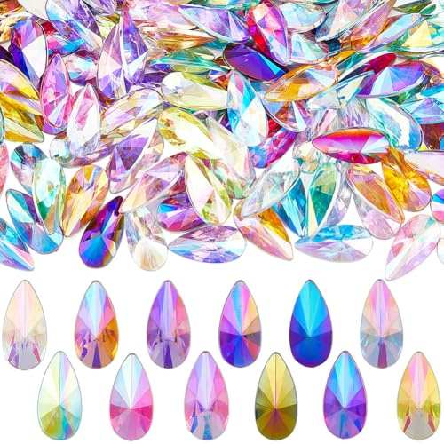 SOFPLATE 192 Stück 12 Farben Schmucksteine Glitzersteine Strasssteine Bunte Cabochons Kleine Acryl Tropfen Kristall Flache Rückseite Wassertropfen Ohne Loch Kunststoff Strasssteine Zum Basteln
