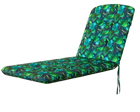 Bjird - Liegenauflage mit Gummibändern, Auflage für Gartenliege 185x60x6 cm - Polsterauflage für Sonnenliege, Auflagen für Deckchair - wasserdicht, doppelseitig - Blaue Blätter