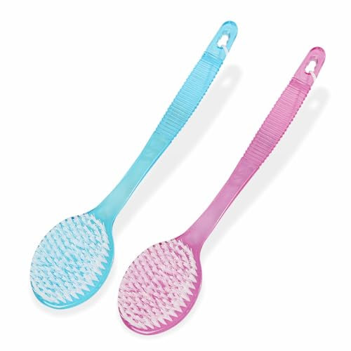 Back Scrubber Body Brush Non Slip Long Handle Shower Brush Massager Wet & Dry Brushing Back Washer Exfoliator Bath for Men Women Dry Skin Exfoliating & Circulation Cellulite Assorted Color (1pc)