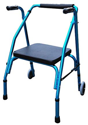 Rollator aus Aluminium mit Sitz – zusammenklappbarer Gehwagen mit Rädern – Gehgestell für Senioren – Mobilitätshilfe, leicht, höhenverstellbar, kompakt, blau