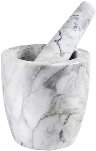 Brightium Mortero de mármol de 12 cm, Ideal para triturar y Mezclar Ingredientes en Cocina y repostería.