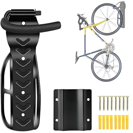ENGWE MTB Porte-vélos mural vertical pour garage, abri de jardin, supports de vélo avec vis (crochet fixe + entretoises de roue arrière)