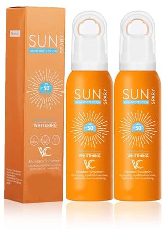 Protector solar en aerosol FPS 50 con 360°, seguro para arrecifes y resistente al agua, protección UVA/UVB de amplio espectro, cobertura uniforme, ligero y no graso
