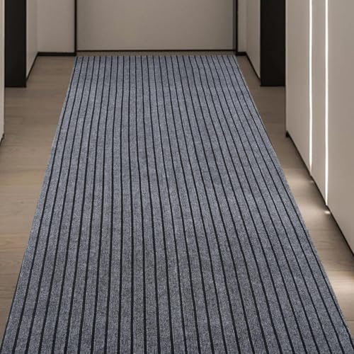 petour Teppich Läufer Flur 90 x 300 cm, Rutschfester Fußmatte mit PVC Rücken, Maschinenwaschbar Schmutzfangmatte für Eingänge, Küche, Wohnzimmer, Partei, Wichtige Ereignisse (Grau)