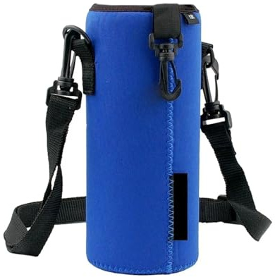 AHIOJEGX Trinkflaschentasche Portable Water Bottle Carrier Sports Insulated Neoprene Holder Pouch Bag Strap 550ml Sleeve Shoulder Adjustable(Blue)