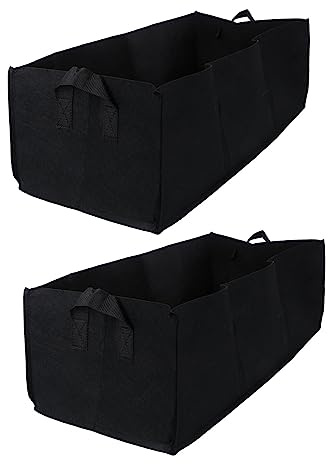 Milisten 2 Piezas Bolsas de de Fresas Bolsa de Plantación Cuadrada para Jardín Macetas de Crecimiento de Plantas para Interiores y Exteriores Negro Elegante Mediana