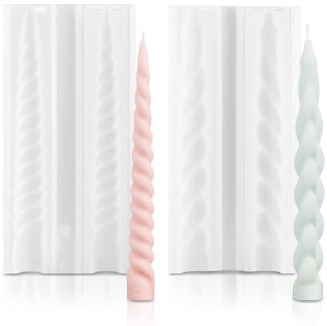 Kerzenformen zum Gießen,ESYFOR 2 Stück Kerzenform Silikon 3D Lang Spiral DIY Stumpenkerzen Hochwertige Kerzengießformen für DIY Kerzen,Aromasteine und Duftkerzen