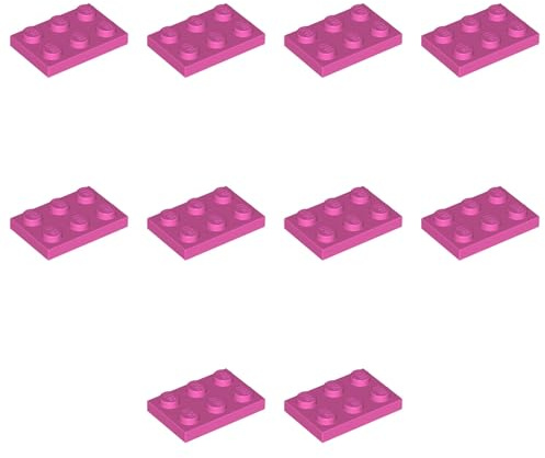 LEGO Brick Plate 2 x 3, Part 3021 (Dark Pink, 10, Bricks)
