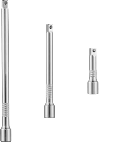 Dargkwn 3 Pièces Rallonge Cliquet 3/8, 75 mm, 150 mm, 200cm, Extension de clé à Douille, Rallonge de Cliquet en Acier au Chrome Vanadium, Pour écrou dynamique, cliquet, clé à cliquet
