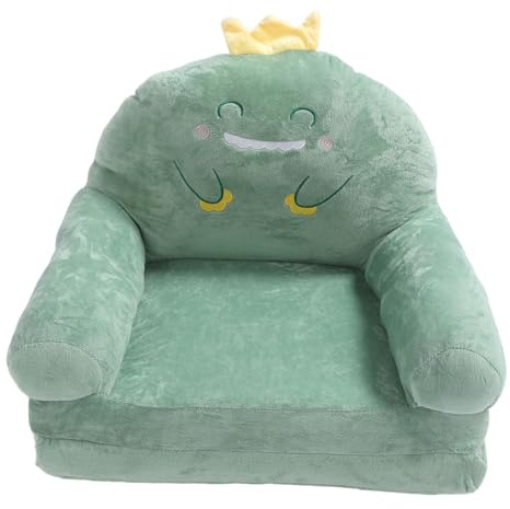 EOJDDPA Kids Sofa Toddler Chair Mini Couch Cartoon Green Dinosaur Design Foldable Wide Handle Soft Breathable Comfortable Seating for Reading Relaxing Sleeping Fabrics Sponge (Folding in half)
