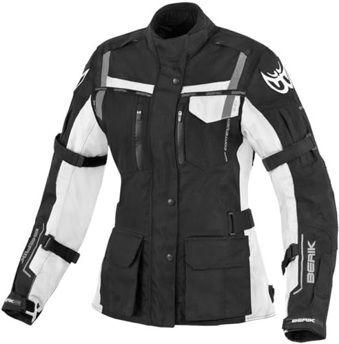 Berik Torino wasserdichte Damen Motorrad Textiljacke, schwarz/weiß, 40