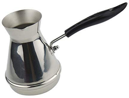 SGerste Professional Turkish Coffee Stovetop Warmer, Stainless Steel Turkish Cezve, Coffee Boiling Pot, Stovetop Coffee Maker - Silver, 650ml