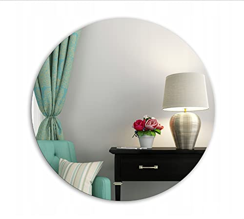 Ramix Rund Spiegel, Rahmenloser, Spiegelfliese, Wandspiegel, Badspiegel, Zimmer, Größe: 90 cm Durchmesser