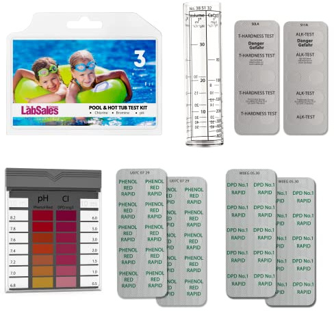 Labsales Hot Tub, Spa and Pool Water 5-in-1 Test Kit for pH, Chlorine, Bromine, Alkalinity and Hardness, Easy Test For Chemicals, Forget Test Strips, Results In Seconds