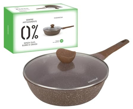 Casanova 28 cm non-stick belagd 0-fettpanna med brunt lock matlagning