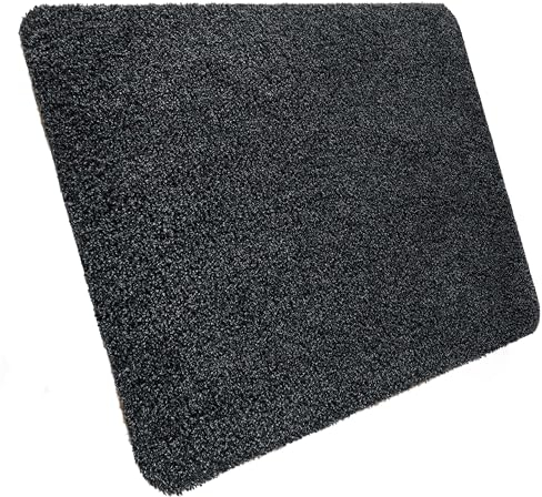Entrando Fussmatte 50x80 cm - innen und aussen - Baumwolle - rutschfest, waschbar, robust - passt unter der Tür - für Haustür oder überdachten Eingang, Terrasse, Balkon (Anthrazit)