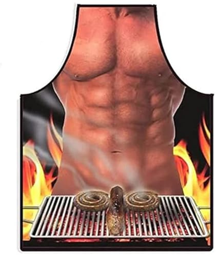TRHDFW Chef Apron Sexy Funny Novelty Kitchen Apron Cooking BBQ Grilling Baking Party Muscle Man Apron For Men Gift，Men and Women