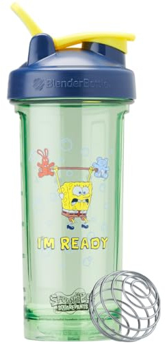 BlenderBottle Spongebob Shaker Bottle Pro Series Perfect for Protein Shakes and Pre Workout, 28-Ounce, Blue, Im Ready!