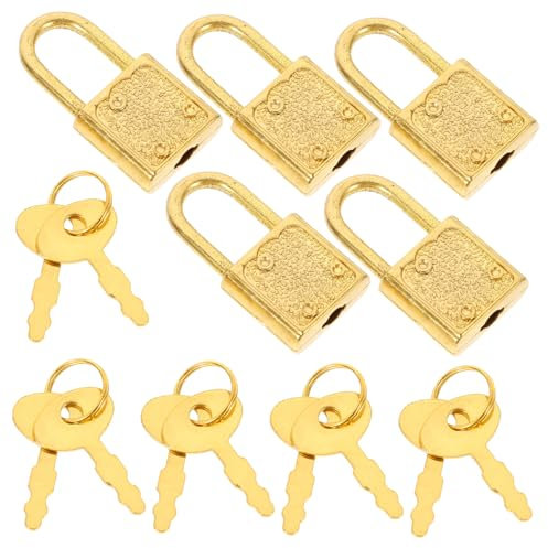 ERINGOGO 5 Sets Vintage Style Locks Keys for Treasure Box Small Lock Heads Padlocks Keys for Games and Diy Crafts