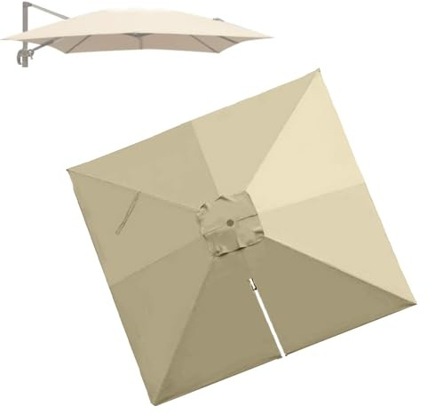 MACAGGTNTU 3x4m Toile De Rechange pour Parasol Déporté Rectangulaire, Housse De Rechange pour Parasol De Terrasse, Toile De Rechange pour Parasol Grande(Khaki,4x3m/13x10ft)