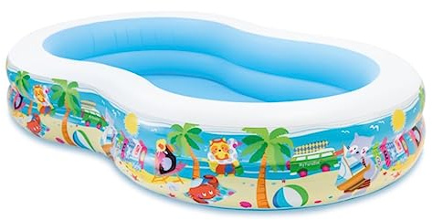MEIZHITU Piscina All'Aperto Piscina Gonfiabile Rettangolare per Famiglie da Giardino Fuori Terra sul Retro Feste Estive