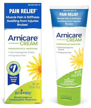 Boiron Arnicare Cream for Joint Pain, Muscle Pain, Swelling, Soreness, Stiffness, and Bruises - Fast Absorbing and Fragrance-Free - 2.5 oz