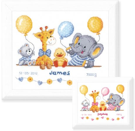 VERVACO Kit Punto Croce Contato Baby Shower II Annuncio Nascita Punto Croce ca. 27 x 22 cm Regalo Personalizzato Set Fai da Te attività Creative Adulti Benvenuto Bambino Cross Stitch