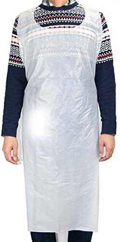FEIGO Delantales, 100 Unidades, Desechables, Impermeables de Polietileno, para Laboratorios, Hoteles, Hospitales (124,5 x 81 cm)