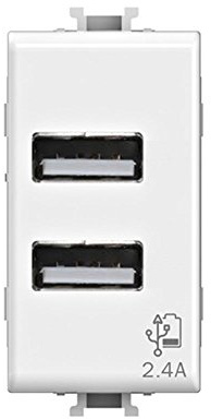 4Box, USB 2.4, Presa USB da muro 2.4 Ampere, Compatibile con Bticino Matix, Bianca