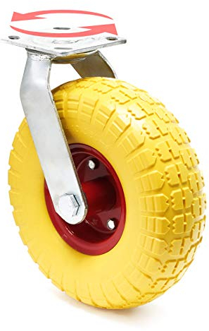 Wiltec Ruota piroettante anti-foratura gialla 258x78mm max 150 kg con cerchio in metallo