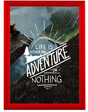 BNV Aluminum Front Load Snap Poster/Picture Frame, Red, 11x17 Inches, 1'' Profile, Wall Mounting, Portrait and Landscape Mode, Easy Installation, Anti-Glare, PVC Cover, Lightweight