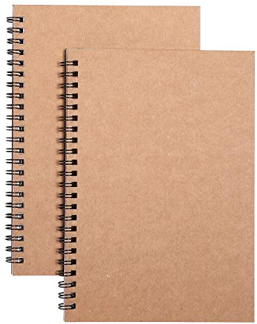 DENSET HBTDM Spiral Notebooks for School，A5 Spiral Notebook College Ruled,Kraft Paper Cover Lined Spiral Notebook Wide Ruled