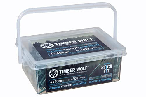 Timber Wolf Exterior Woodscrews - 4.0 x 40mm - Tub of 300, Green