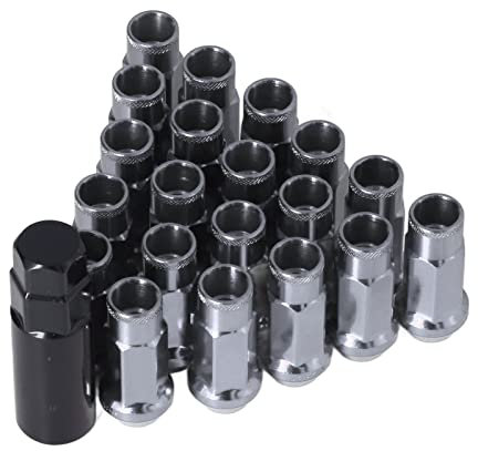 KIMISS Tuercas de Rueda, Universales 20 Piezas M12x1.25 Tuercas de Rueda de Metal Accesorios Universales para Automóviles(Plata)