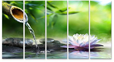 Bild Bilder auf Leinwand Zen-Garten mit Massagesteinen und Seerose Wandbild Poster Leinwandbild TZX