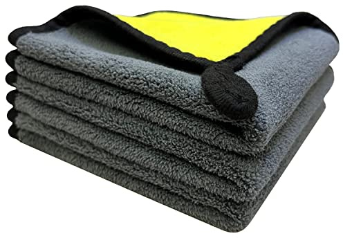 VAIYNWOM Set of 3 Microfibre Cloths, Very Soft Polishing Cloths, Lint-Free for Cleaning Car, Motorcycle, Interior, 30 x 30 cm, Yellow