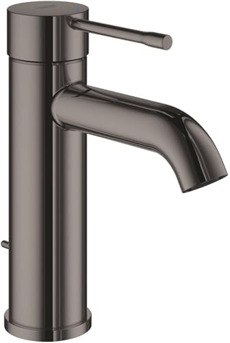 GROHE Einhand-Waschtischbatterie Essence 24171_1, S-Size, Einlochmontage, Zugstangen-Ablaufgarnitur, Professional Edition, hard graphite