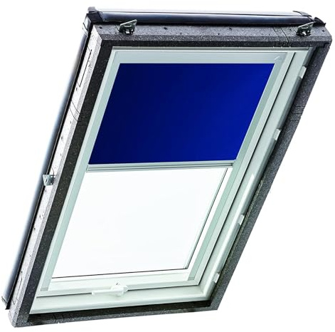 Roto Exclusiv ZRE - Estor para claraboya Roto - Riel de guía Plateado - Manejo Manual - Estor de luz Diurna Designo R4/R7 y Classic 43/73 - Tamaño 094/098 | 09/09 - Color Azul