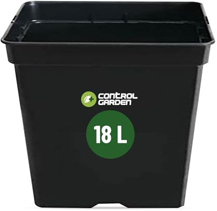 Control Garden Pot de Fleurs carré en Plastique résistant Noir 18 l